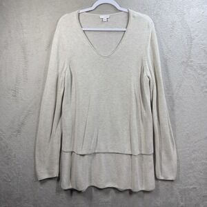 PureJill J. Jill Knit Tunic Pullover Sweater Size M Oatmeal Beige Layered